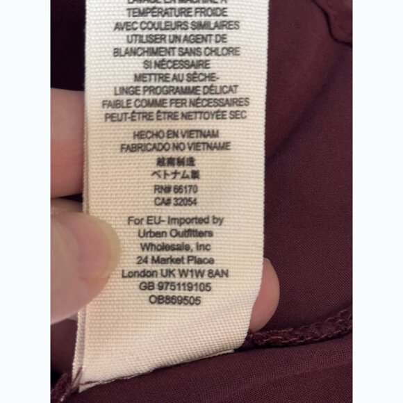 Free People Womens Floral Dress Sz 4 Burgundy Ruched Boho Romantic Fall Coquette - Picture 11 of 12